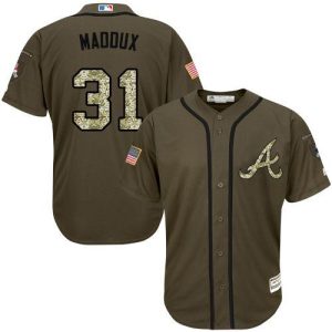Exceptional Braves #31 Greg Maddux Green Salute to Service Stitched Youth MLB Jersey Retailers boost your inventory Order now to meet customer demand