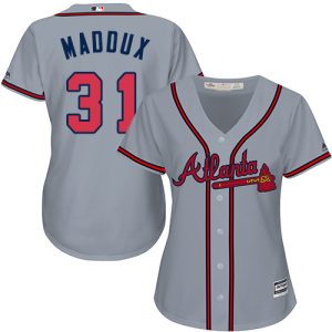 Exceptional Braves #31 Greg Maddux Grey Road Women's Stitched MLB Jersey With high demand Don't miss out Order now to wear your team colors