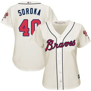 Exceptional Braves #40 Mike Soroka Cream Alternate Women's Stitched MLB Jersey Limited stock Order now to show your love for your team