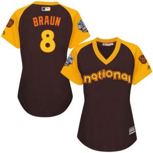 Exceptional Brewers #8 Ryan Braun Brown 2016 All Star National League Women's Stitched MLB Jersey Act fast Only a few left Secure yours today