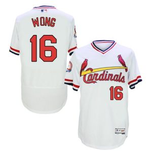 Exceptional Cardinals #16 Kolten Wong White Flexbase Authentic Collection Cooperstown Stitched MLB Jersey