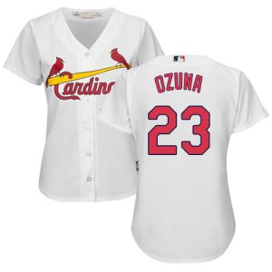 Exceptional Cardinals #23 Marcell Ozuna White Home Women's Stitched MLB Jersey Limited stock Order now to show your love for your team