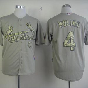 Exceptional Cardinals #4 Yadier Molina Grey USMC Cool Base Stitched MLB Jersey