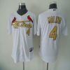 Exceptional Cardinals #4 Yadier Molina White(Gold No.) Cool Base Stitched MLB Jersey