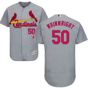 Exceptional Cardinals #50 Adam Wainwright Grey Flexbase Authentic Collection Stitched MLB Jersey