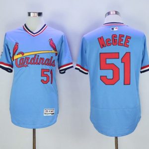 Exceptional Cardinals #51 Willie McGee Light Blue Flexbase Authentic Collection Cooperstown Stitched MLB Jersey