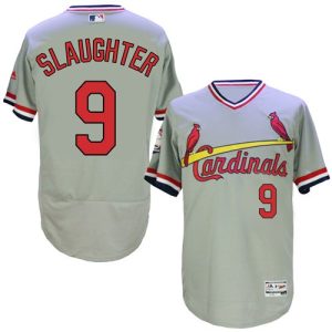 Exceptional Cardinals #9 Enos Slaughter Grey Flexbase Authentic Collection Cooperstown Stitched MLB Jersey