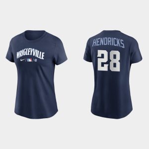 Exceptional Chicago Cubs #28 Kyle Hendricks Women's Nike 2021 City Connect Wordmark T Shirt   Navy With high demand Don't miss out Order now to wear your team colors