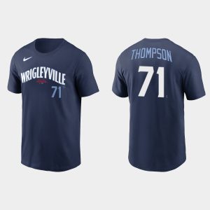Exceptional Chicago Cubs #71 Keegan Thompson Men's Nike 2021 City Connect Wordmark T Shirt    Navy Act fast Only a few left Secure yours today