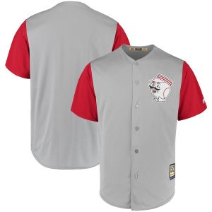 Exceptional Cincinnati Reds Blank Majestic Cooperstown Collection 1956 Cool Base Jersey Gray