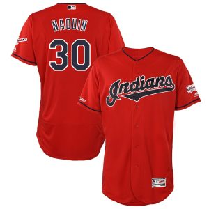 Exceptional Cleveland Guardians #30 Tyler Naquin Majestic Alternate 2019 All Star Game Patch Flex Base Player Jersey Scarlet