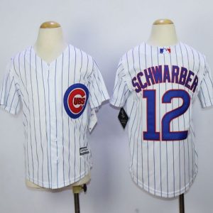 Exceptional Cubs #12 Kyle Schwarber White(Blue Strip) Cool Base Stitched Youth MLB Jersey Limited stock Order now to show your love for your team