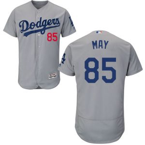 Exceptional Dodgers #85 Dustin May Grey Flexbase Authentic Collection Stitched MLB Jersey