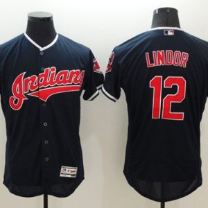 Exceptional Guardians #12 Francisco Lindor Navy Blue Flexbase Authentic Collection Stitched MLB Jersey