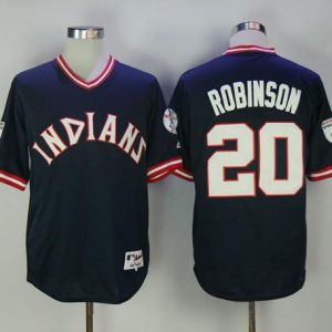 Exceptional Guardians #20 Eddie Robinson Navy Blue 1976 Turn Back The Clock Stitched MLB Jersey