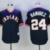Exceptional Guardians #24 Manny Ramirez Navy Blue 1976 Turn Back The Clock Stitched MLB Jersey