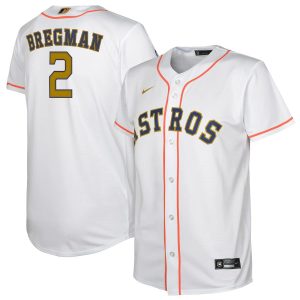Exceptional Houston Astros #2 Alex Bregman Nike White/Gold Youth 2023 Gold Collection Replica Player Jersey Hurry Exclusive offer Place your order immediately for a great jersey