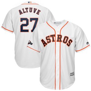 Exceptional Houston Astros #27 Jose Altuve Majestic 2019 Postseason Official Cool Base Player Jersey White