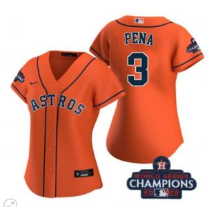 Exceptional Houston Astros #3 Jeremy Pena Orange 2022 World Series Champions Stitched Men's Nike MLB Jersey Be among the first buyers Order now to enjoy top notch quality