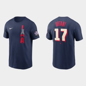 Exceptional Los Angeles Angels #17 Shohei Ohtani Men's 2021 MLB All Star Game Navy T Shirt Retailers boost your inventory Order now to meet customer demand