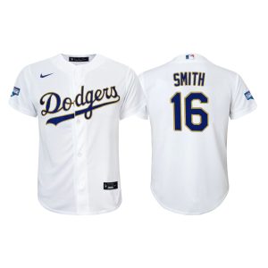 Exceptional Los Angeles Dodgers #16 Will Smith Youth Nike 2021 Gold Program World Series Champions MLB Jersey Whtie Limited stock Order now to show your love for your team