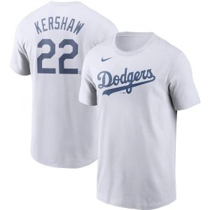 Exceptional Los Angeles Dodgers #22 Clayton Kershaw Nike Name & Number T Shirt White Sports enthusiasts seize this opportunity Order now to feel the game excitement