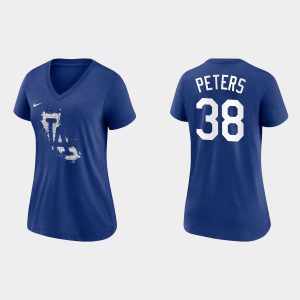 Exceptional Los Angeles Dodgers #38 D.J. Peters Women's 2021 City Connect Tri Blend Royal T Shirt Be among the first buyers Order now to enjoy top notch quality