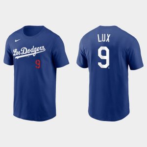 Exceptional Los Angeles Dodgers #9 Gavin Lux Men's Royal 2021 City Connect Name & Number Royal T Shirt Act fast Only a few left Secure yours today