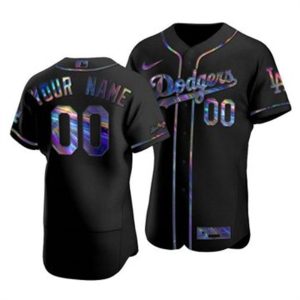 Exceptional Los Angeles Dodgers Custom Men's Nike Iridescent Holographic Collection MLB Jersey   Black