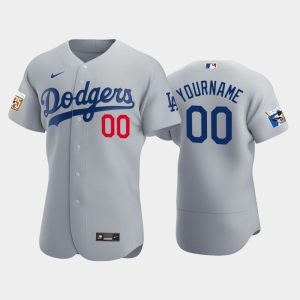 Exceptional Los Angeles Dodgers Custom Men's Nike Jackie Robinson 75th Anniversary Authentic MLB Jersey   Gray