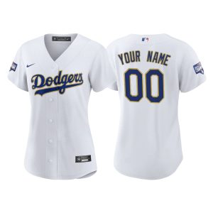Exceptional Los Angeles Dodgers Custom Women's Nike 2021 Gold Program World Series Champions MLB Jersey Whtie