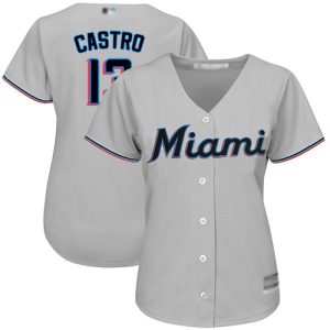 Exceptional Marlins #13 Starlin Castro Grey Road Women's Stitched MLB Jersey Retailers boost your inventory Order now to meet customer demand