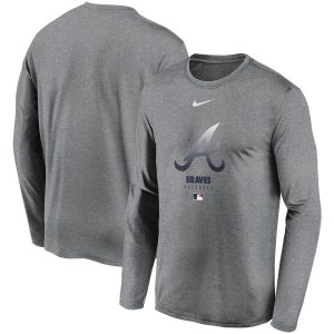 Exceptional Men's Atlanta Braves Nike Charcoal Authentic Collection Legend Performance Long Sleeve T Shirt With high demand Don't miss out Order now to wear your team colors