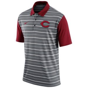 Exceptional Men's Cincinnati Reds Nike Gray Dri FIT Stripe Polo