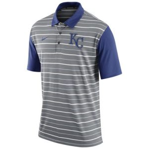 Exceptional Men's Kansas City Royals Nike Gray Dri FIT Stripe Polo