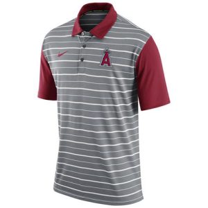 Exceptional Men's Los Angeles Angels of Anaheim Nike Gray Dri FIT Stripe Polo