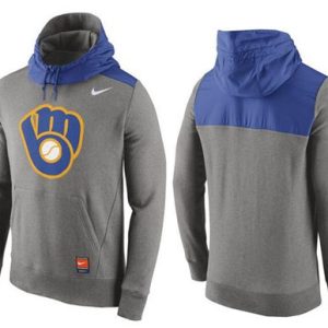 Exceptional Men's Milwaukee Brewers Nike Gray Cooperstown Collection Hybrid Pullover Hoodie