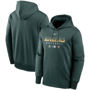 Exceptional Men's Oakland Athletics Nike Green Authentic Collection Therma Performance Pullover Hoodie