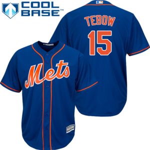 Exceptional Mets #15 Tim Tebow Blue Alternate Cool Base Stitched Youth MLB Jersey Act fast Only a few left Secure yours today