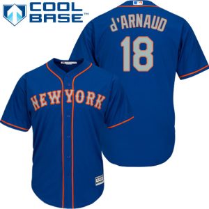 Exceptional Mets #18 Travis d'Arnaud Blue(Grey NO.) Cool Base Stitched Youth MLB Jersey Act fast Only a few left Secure yours today