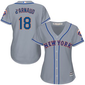 Exceptional Mets #18 Travis d'Arnaud Grey Road Women's Stitched MLB Jersey Limited stock Order now to show your love for your team