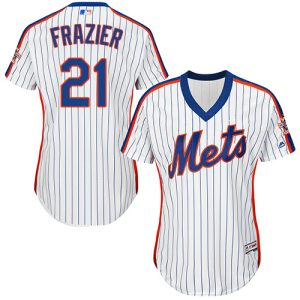 Exceptional Mets #21 Todd Frazier White(Blue Strip) Alternate Women's Stitched MLB Jersey Sports enthusiasts seize this opportunity Order now to feel the game excitement