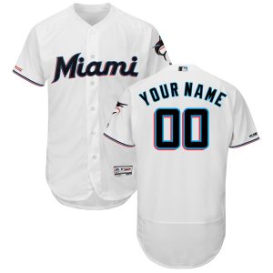 Exceptional Miami Marlins Majestic Home 2019 Authentic Collection Flex Base Custom Jersey White