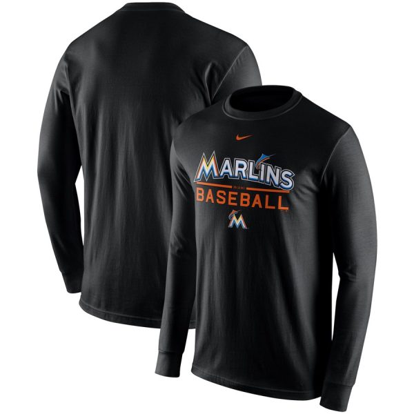 Exceptional Miami Marlins Nike Practice Long Sleeve T Shirt Black