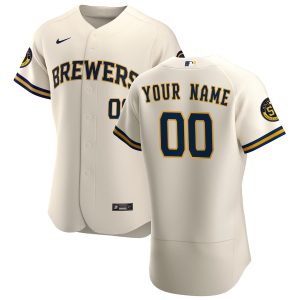 Exceptional Milwaukee Brewers Custom Men's Nike Cream Home 2020 Authentic Player MLB Jersey