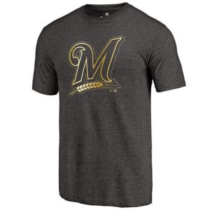 Exceptional Milwaukee Brewers Fanatics Apparel Gold Collection Tri Blend T Shirt Black