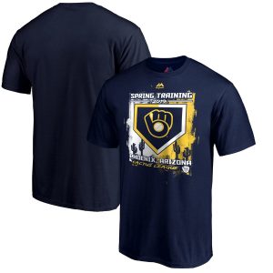 Exceptional Milwaukee Brewers Majestic 2019 Spring Training Base On Ball T Shirt Navy
