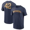 Exceptional Milwaukee Brewers Nike Jackie Robinson Day Team 42 T Shirt Navy Collectors this is a must have Add it to your collection by ordering