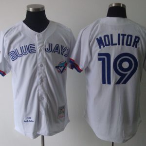 Exceptional Mitchell And Ness Blue Jays #19 Paul Molitor White Stitched MLB Jersey