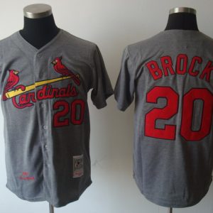 Exceptional Mitchell And Ness Cardinals #20 Lou Brock Grey Cool Base Stitched Throwback MLB Jersey